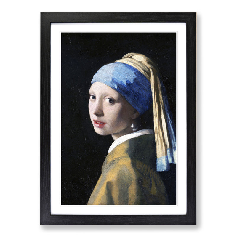 Girl with a Pearl Earring by Johannes Vermeer - Picture Frame Painting, Black Framed, 65cm H x 48cm W x 2cm D