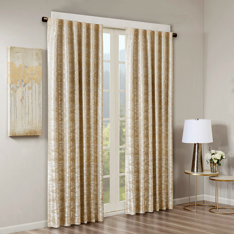 Rideau occultant avec passe-tringle Jacquard, Doré, L 50 po x L 95 po