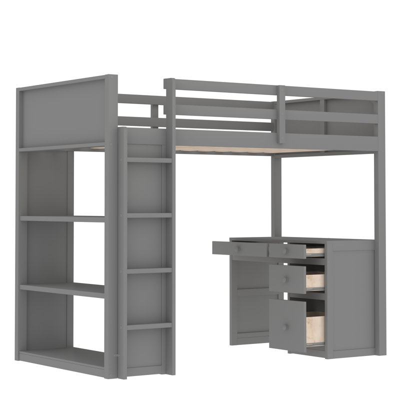 Lit mezzanine simple pour enfants Michale, gris