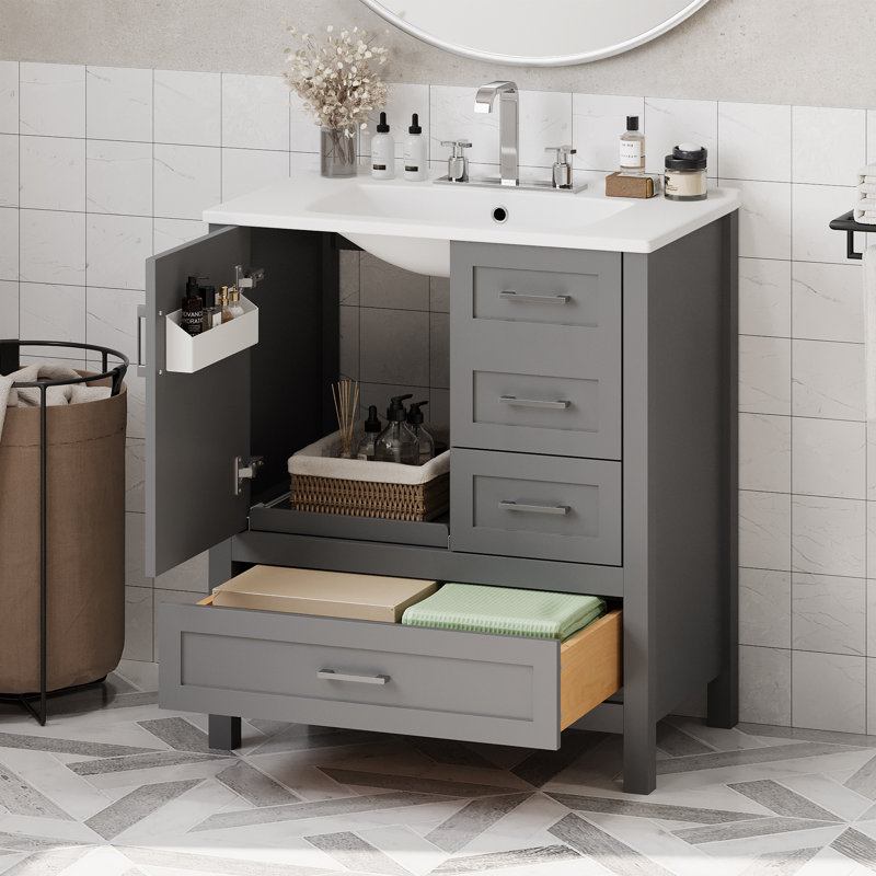 Meuble-lavabo 30 po avec lavabo, Gris