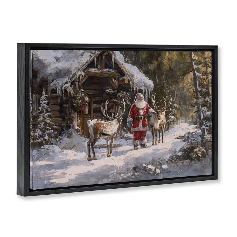 «Traditional Santa» par Cabin Canvas par Imagine It Images, Cadre flottant noir de jais, H 18 po x l 25 po