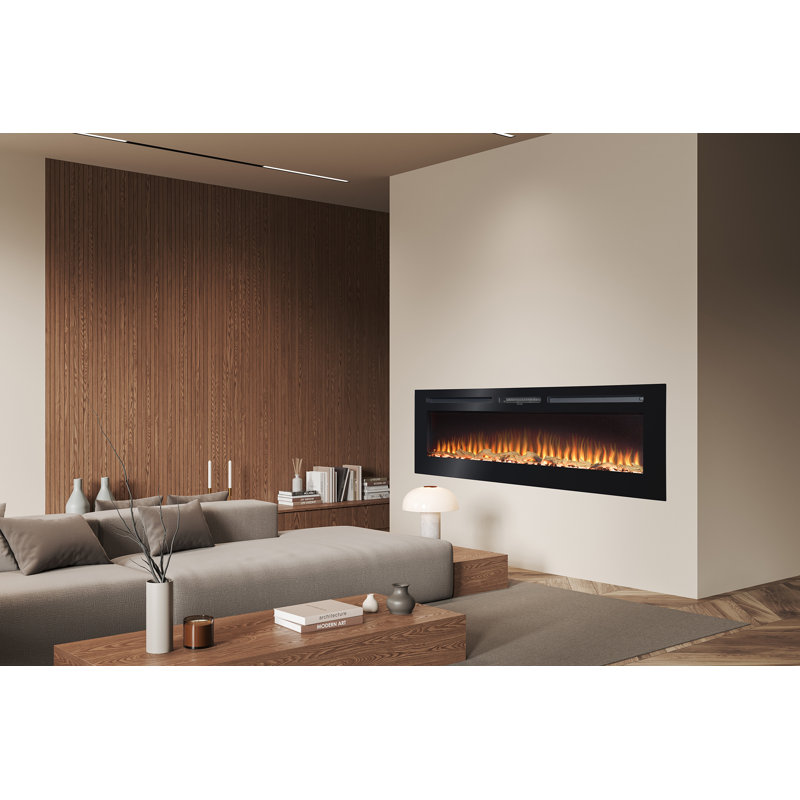 Orlando Adam Black Electric Fireplace Insert, 50" H x 153" W x 12" D