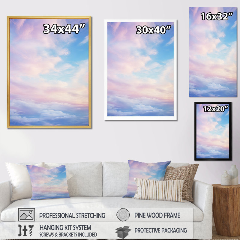 «Pink Sky Photo Celestial Symphony II», art mural sur toile paysage et nature, Cadre photo noir, H 32 po x l 16 po x P 1 po
