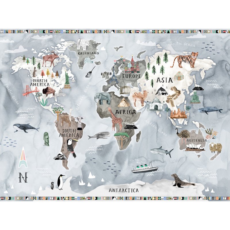 Impression sur toile personnalisable «Watercolor Map», Oui, H 18 po x l 24 po, Superbe
