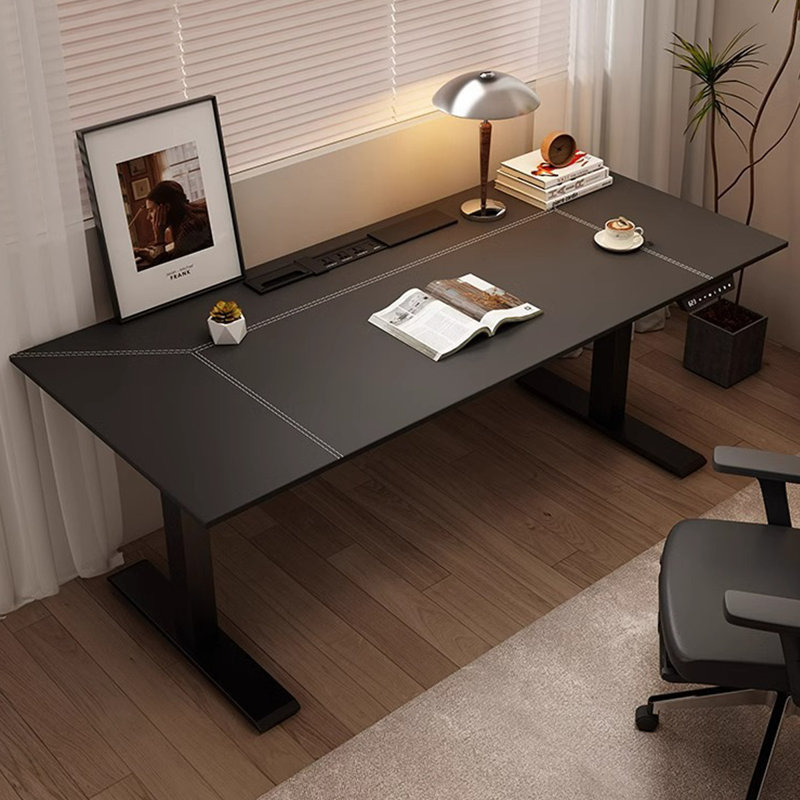 Black Rectangular Hight adjustable Manufactured Wood + Steel desk, 46.46" H x 62.99" W x 27.56" D