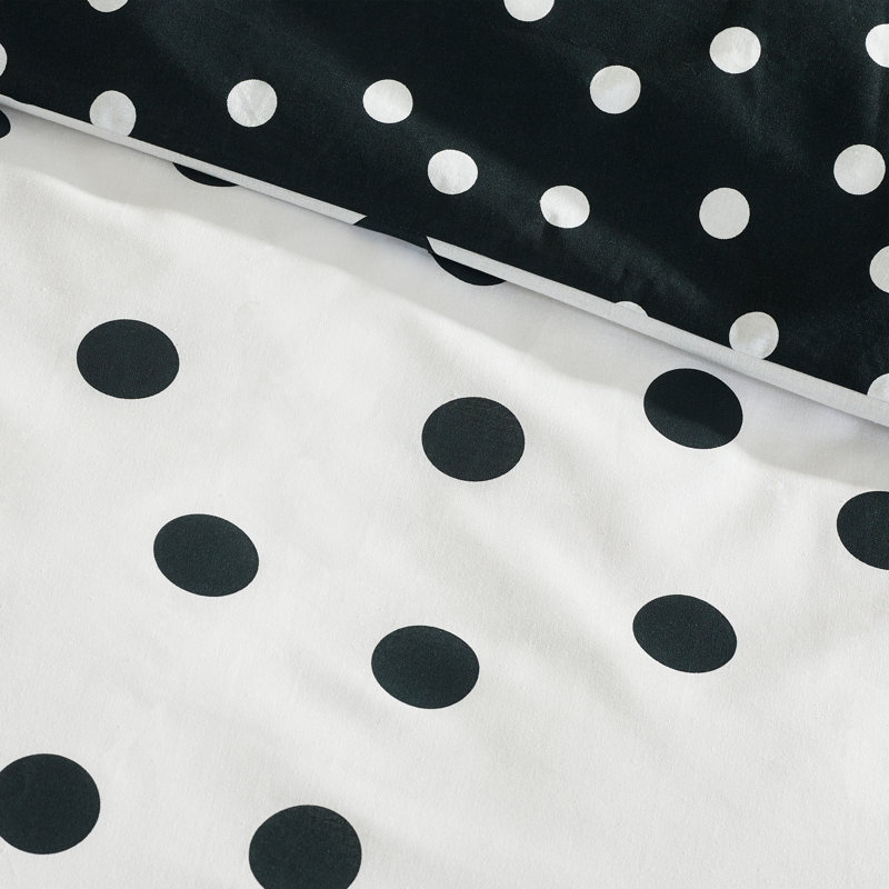 Polka Dot Reversible Duvet Cover Set, King, Black / White