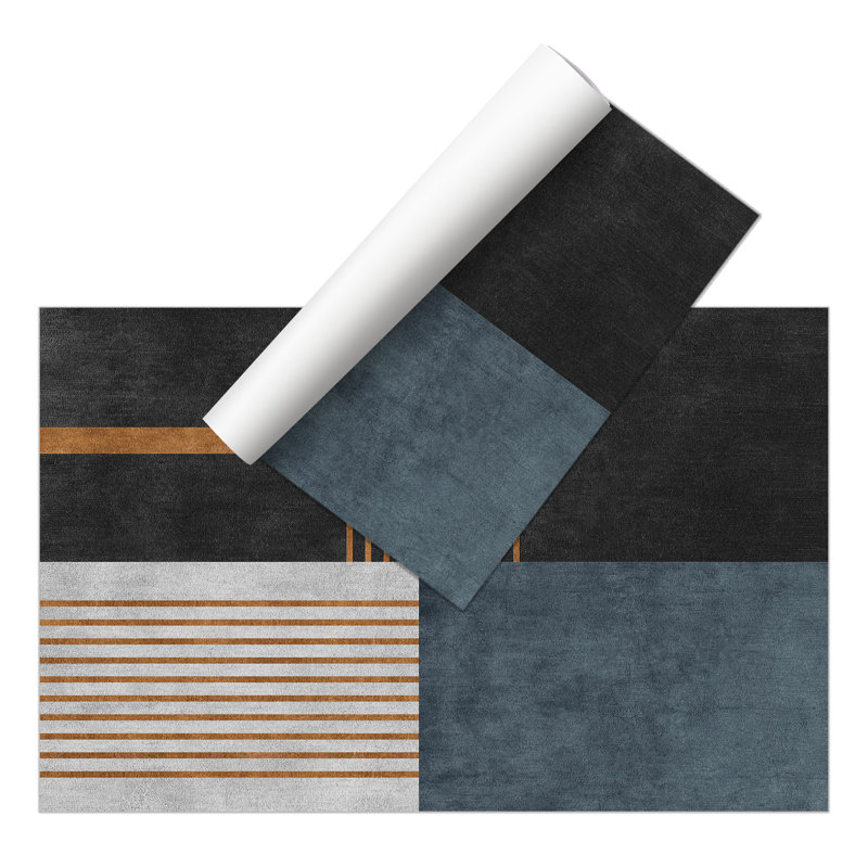 Drumawillin Vinyl Machine Printed Area Rug, Rectangle 4'4.4" x 6'6.7"