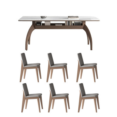 Classic wood burnt stone table oak chair