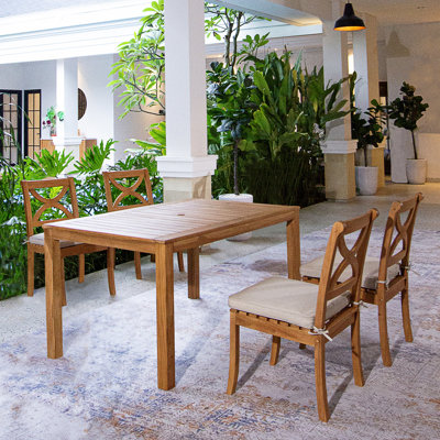 Robinson 4 - Person Teak Outdoor Dining Set With Cushions