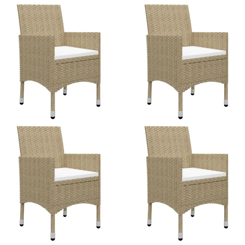 Ensemble de salle à manger moyen en bois d'acacia massif, Blanc, Beige, 4