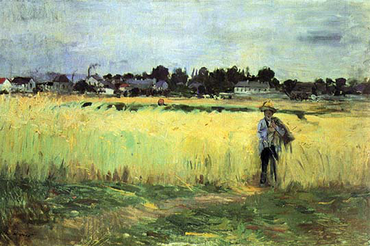 « blé field » par berthe morisot, reproduction d’art, H 24 po x l 36 po x P 1,5 po