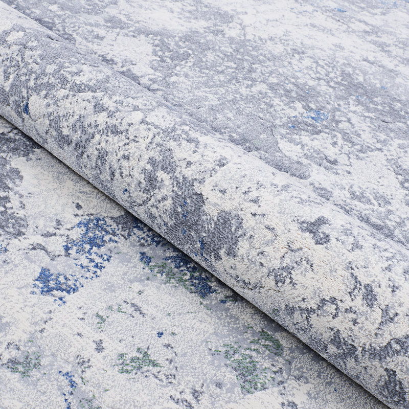 Kellems Abstract Gray/Blue Area Rug, Rectangle 5'3" x 7'6"