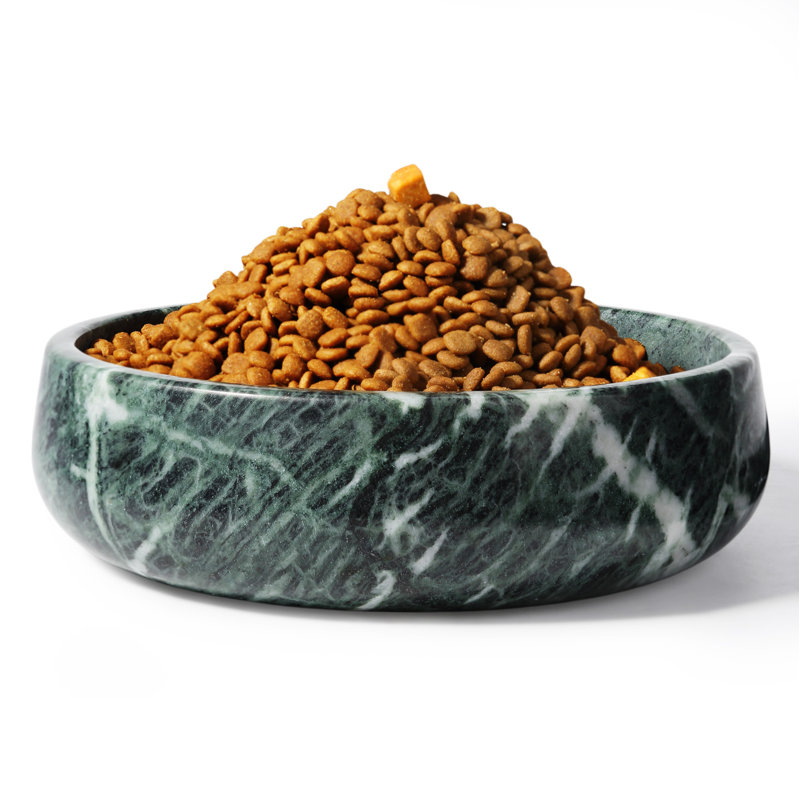 7.5In Natural Marble Dog Bowl Dish, 6.5 cups , Green