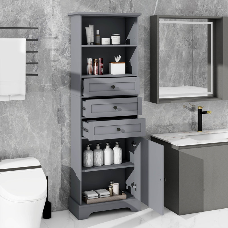 Armoires de rangement avec 3 tiroirs et tablette réglable idéales pour les petits grands, Gris