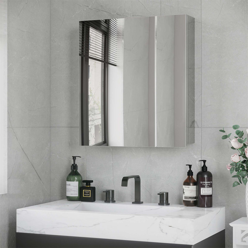 Miroir de salle de bain avec tablettes de rangement, armoire murale kleankin