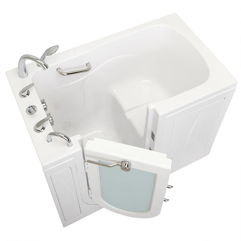 Ella Capri 30"x52" Acrylic Soaking Walk-In-Bathtub, Left Outward Swing Door, Heated Seat,  5 Piece Fast Fill Faucet, 2" Dual Drain