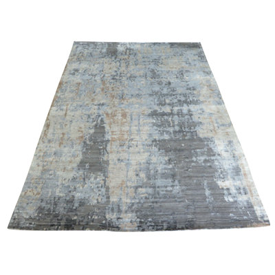 Tapis de la surface en soie 10 pi 1 po x 14 po noué la à la main one-of-kind Corvin
