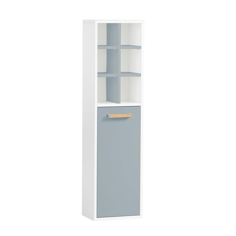 Wall Bathroom Cabinet and Linen Cabinet, White/Pigeon Blue