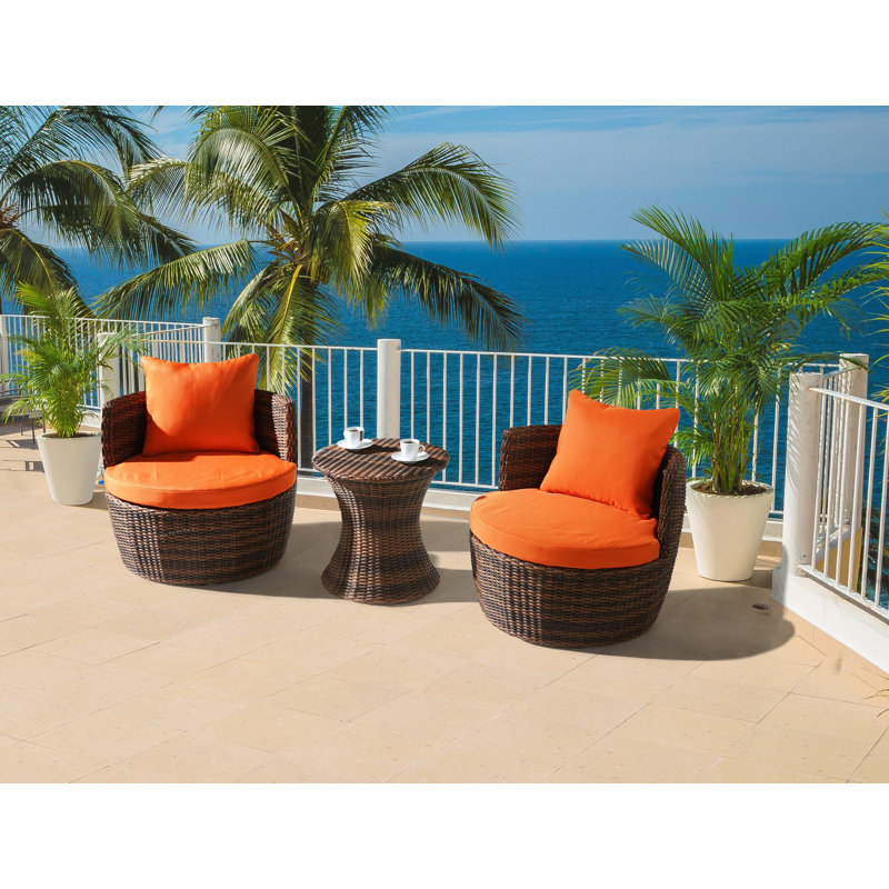 Tidwell 2 - Person Patio Conversation Set, Orange, Gray