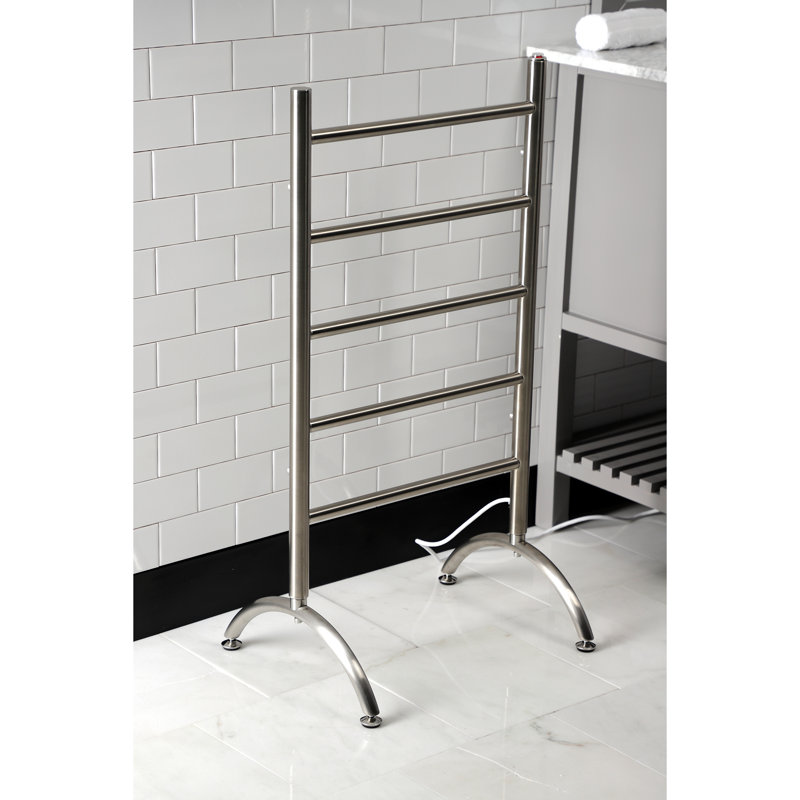 Kingston Brass Templeton Freestanding or Wall Mount Hardwired/Plug-In Electric Towel Warmer, Brushed