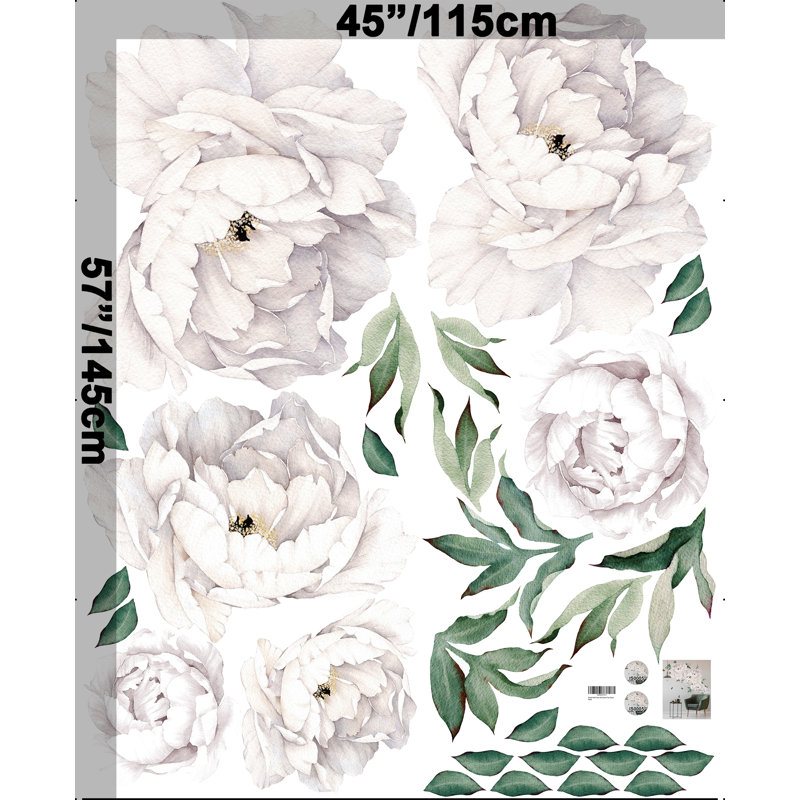 Adhésif décoratif pivoine avec feuilles Hiya