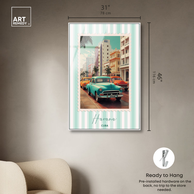 Impression sur toile, impression sur toile encadrée, Havana, 46"H x 31"W, Cadre blanc