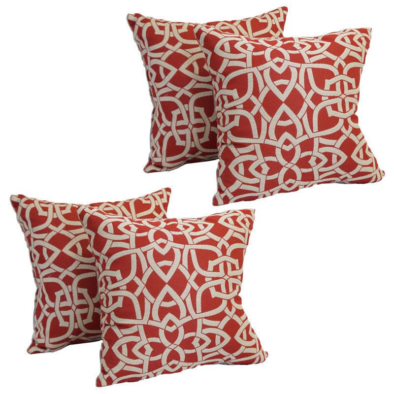 Housse et insert de coussin carré extérieur Premium Premium Jacquard, Beige / Rouge