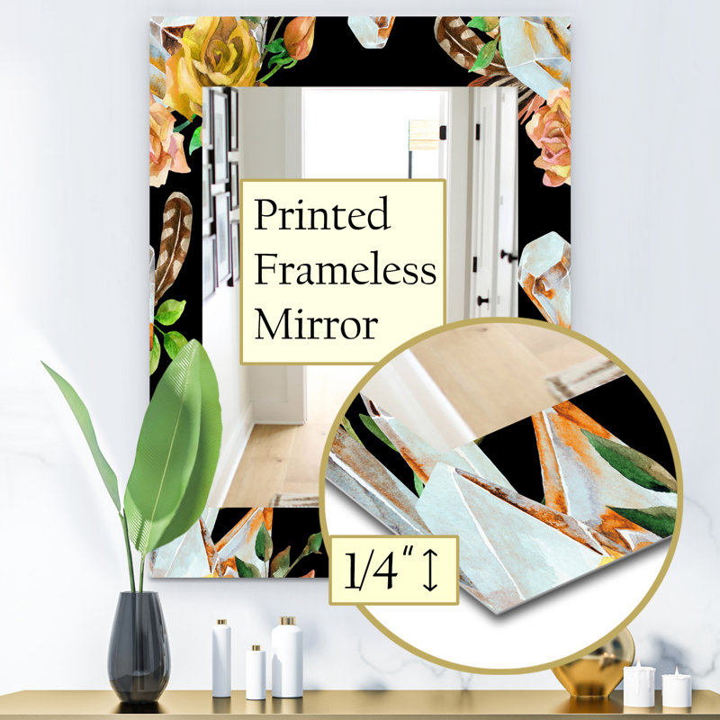 Miroir mural 28 fleurs obsidian, H 39,4 po x l 29,5 po