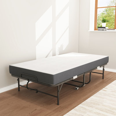 Lit escamotable 3,7 po matelas en mousse à mémoire de forme - portable pour toute occasion, structure en métal, bureaux de 75 po x 38 po, construction, 38 po, style moderne