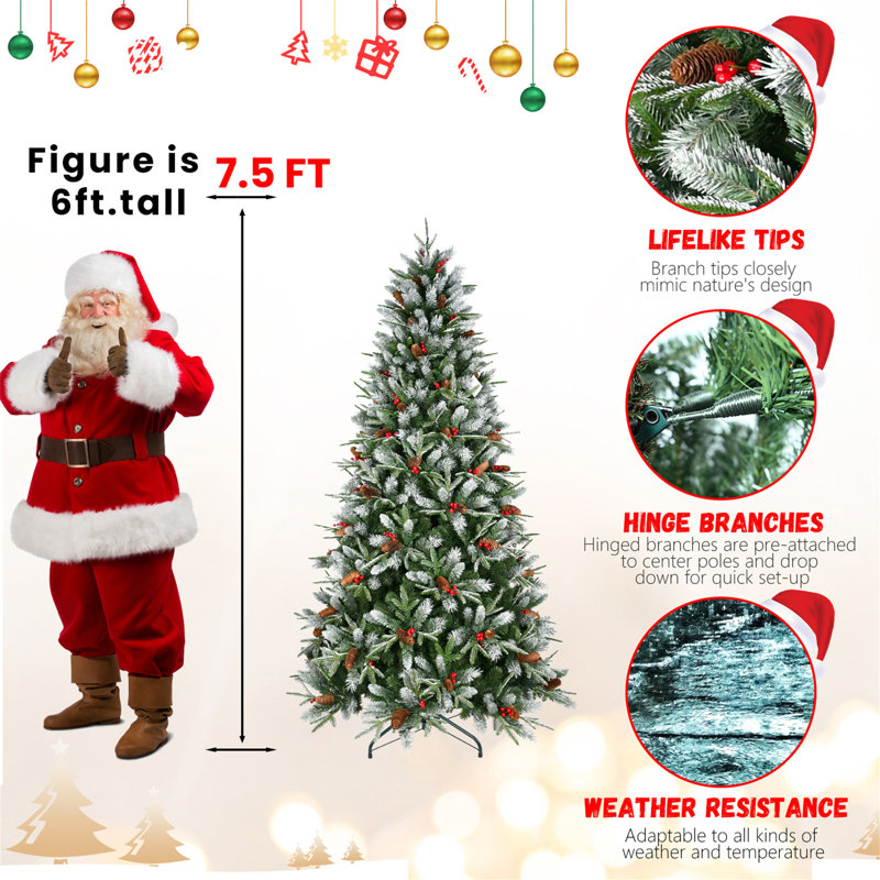 7.5FT Christmas Tree With 2514 Tips, 7.5' H