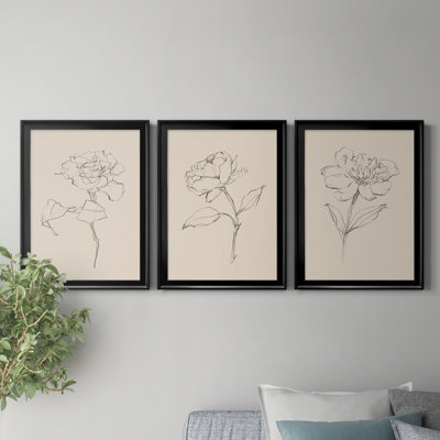 «Floral Contour Study I», reproduction encadrée de qualité supérieure, prête à être accrochée