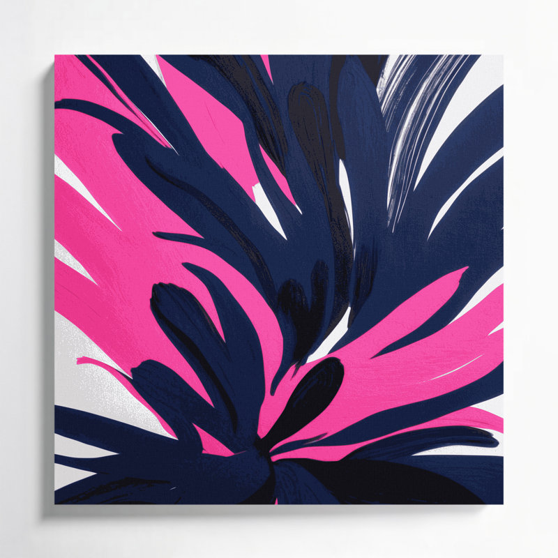 "Abstract Florals 88", art mural sur toile grise, H 16 po x l 16 po