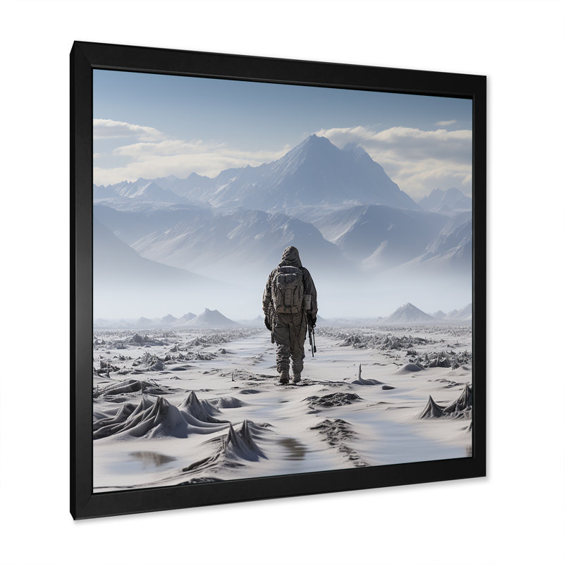 «Military War Landscape Silent témoin» sur toile, Cadre simple noir, H 24 po x l 24 po x P 1 po