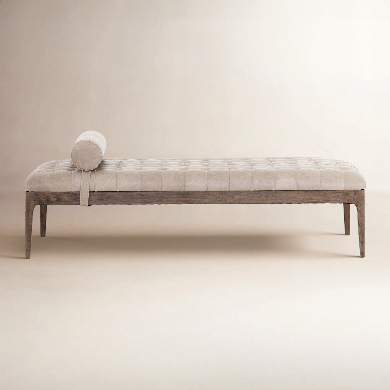 Moody Genuine Leather Bench, Sonoma Grey