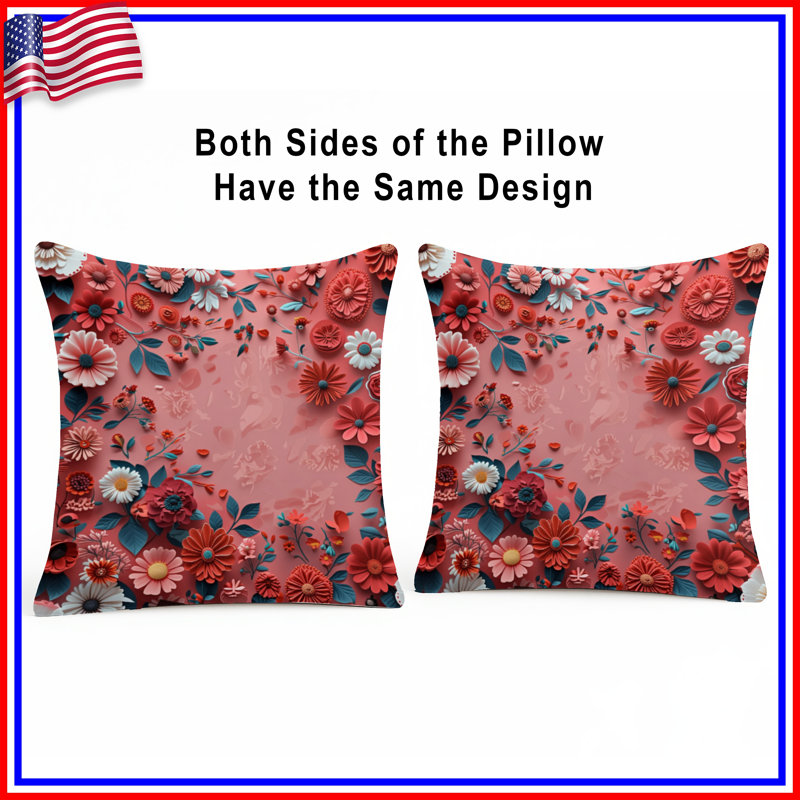 Coussin Floral, 14 X 14 pouces