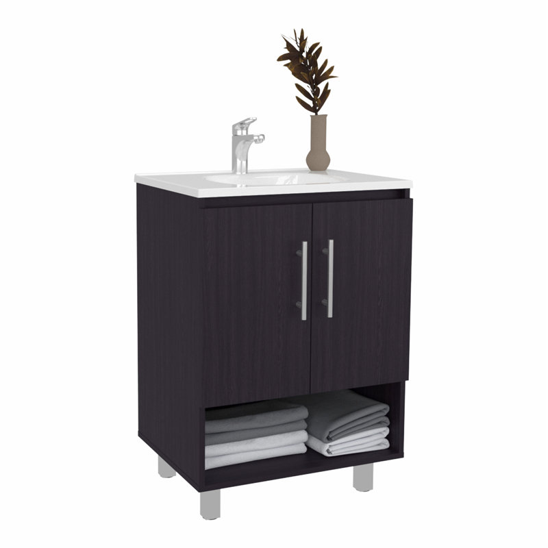 Meuble-lavabo autoportant avec portes doubles