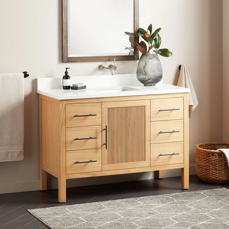 48" Ayanna Single Bathroom Vanity Set with Rectangular Undermount Sink, 8" Centers, Feathered White Quartz