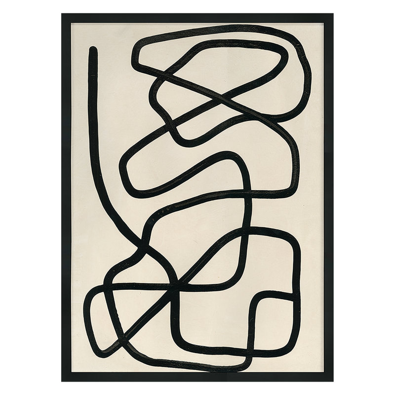 Smooth Moves 2 par Kyle Goderwis - Peinture sur papier d'un seul cadre, Noir, H 30 po x l 22 po x P 2,13 po