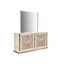 Modern Style 4 Pc Queen Upholstered Bedroom Set Made With Wood And Gold Accents In Beige