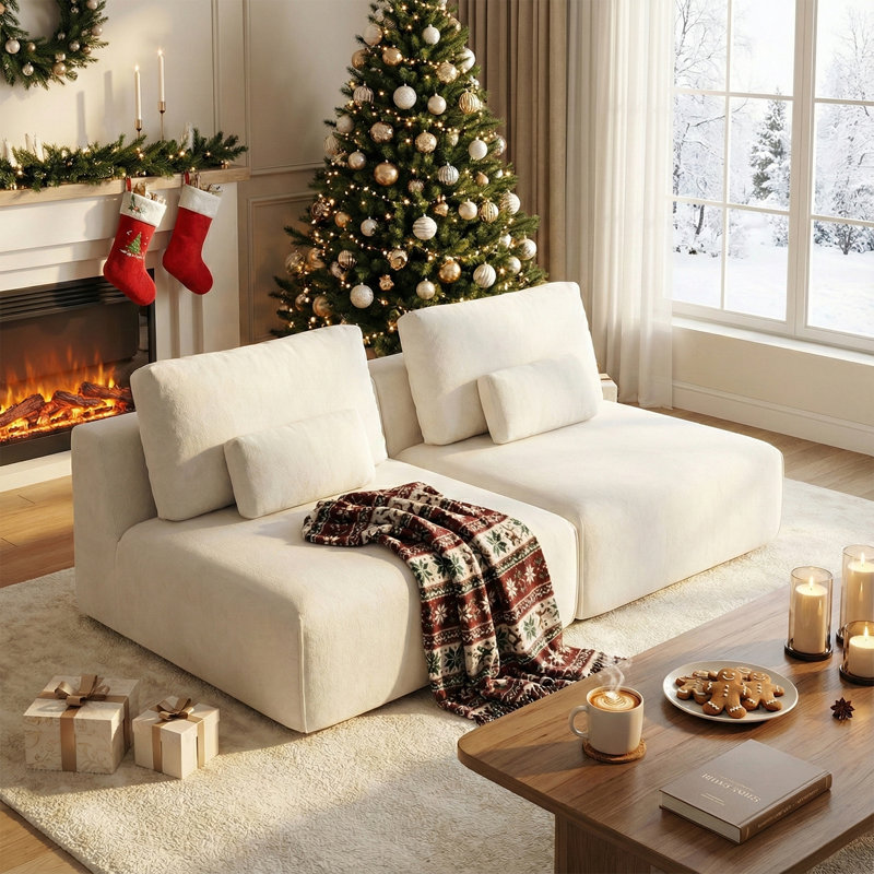 1 Seater Chenille Sofa, Beige