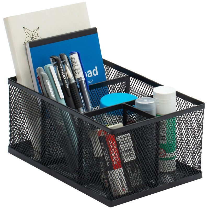 Jenai 4-Slot Metal Mesh Desk Organizer