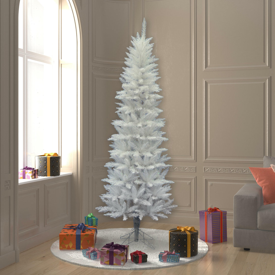 Dilan Sparkle Crystal White Spruce Pencil Artificial Christmas Tree with Stand Etta Avenue™ 