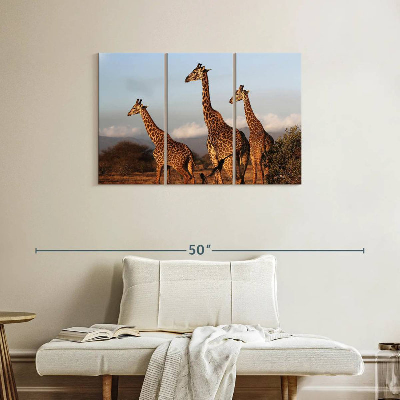 Brampt Three Brown Giraffes, 24" H x 38" W