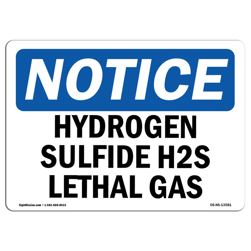 Remarque Osha - Signe de gaz halogéné H2S Lethal Gas, H 18 po x l 24 po x P 0,1 po