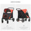Poussette rouge pour grands chiens, pliable avec rangement et panneaux en filet