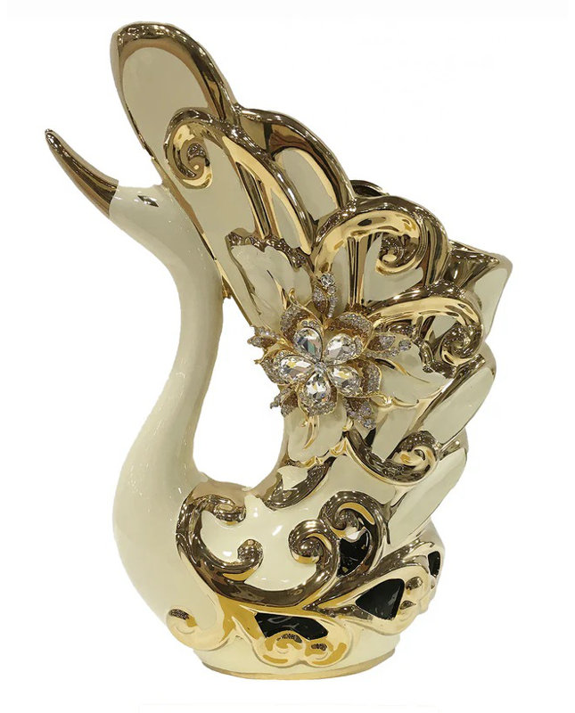 Vase Swan Bling, Doré