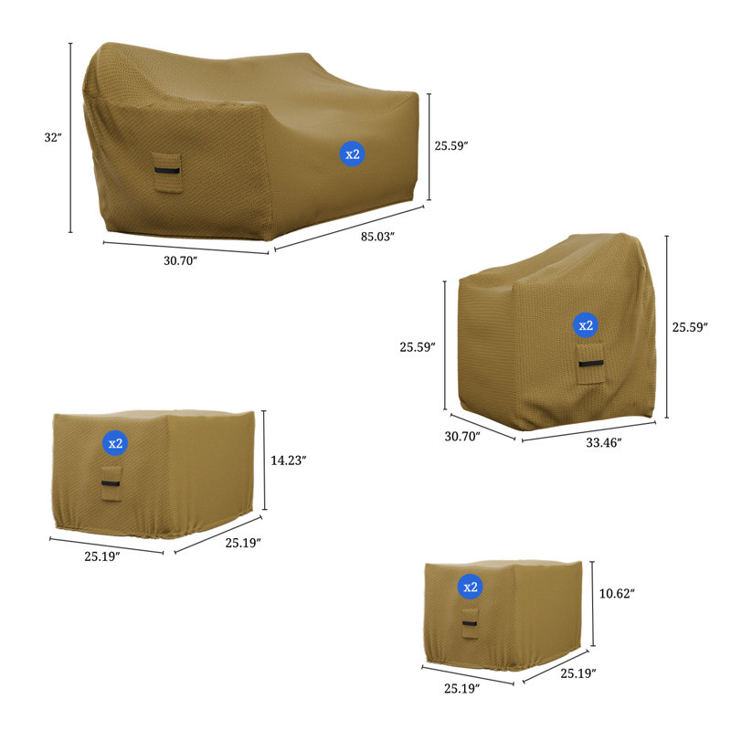 Housse de mobilier d'extérieur pour ensemble de conversation de patio 8 pièces Cracraft, housse résistante à l'eau et aux intempéries pour l'ensemble de conversation Brandtley