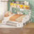 Daybed with High Bookcase & 6 Storage Drawers, 76.4"L x 53.9"W x 60.6"H-420381302-380085441