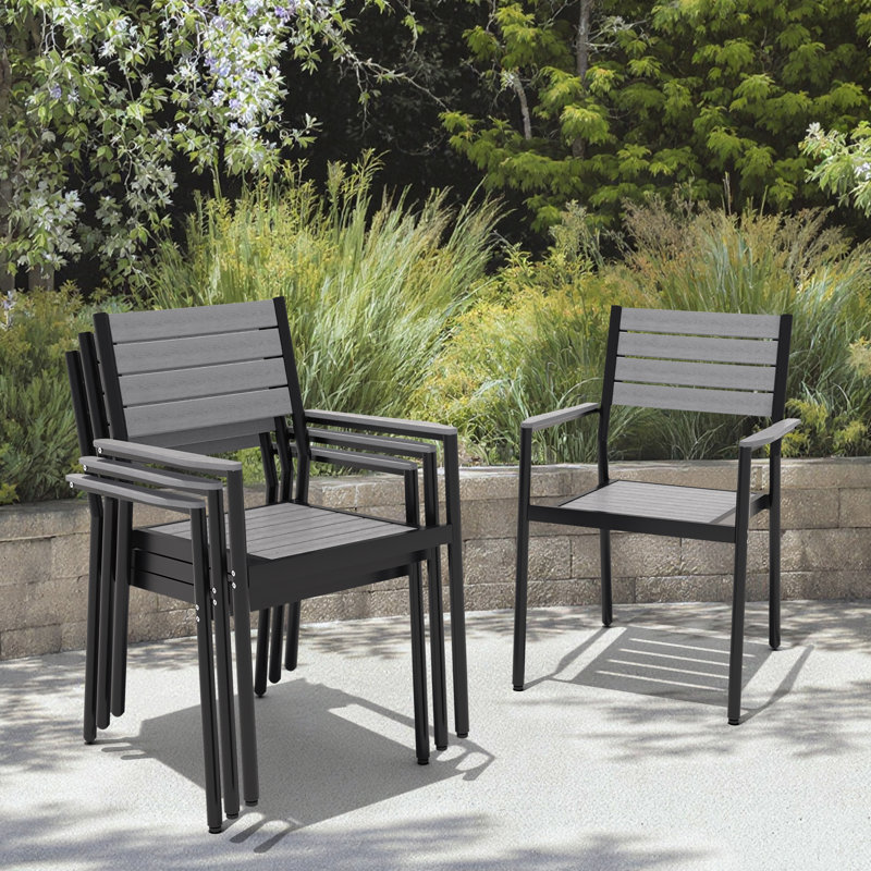 Chaise de salle à manger d'extérieur empilable A aluminium, Gris foncé