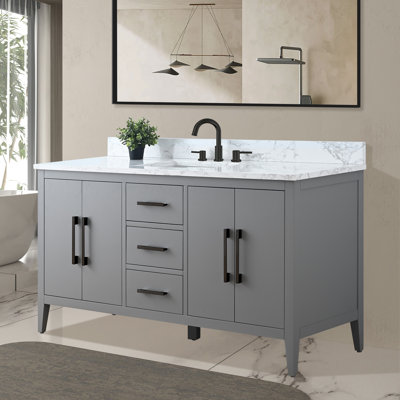 60'' Single Bathroom Vanity with Engineered Marble Top